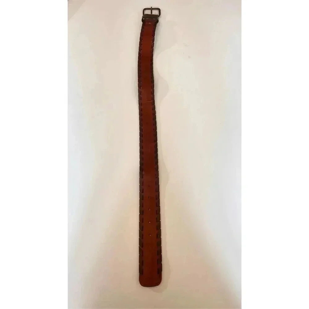 Vintage Brighton Brown‎ Tan Leather Vinyl Men’s Belt 31” Length